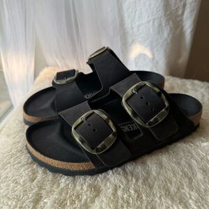 Birkenstock Black Sandals with Large Buckles 37